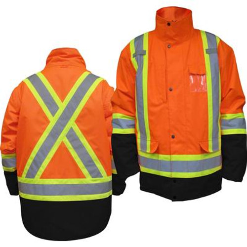 HIGH Viz Parka 5 In 1 Orange 3XLarge