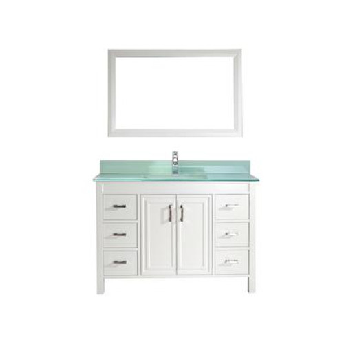 Corniche 48 White / Glass Ensemble with Mirror and Faucet