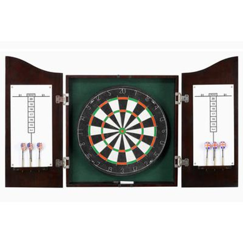 Centerpoint Solid Wood Dartboard & Cabinet Set - Dark Cherry Finish