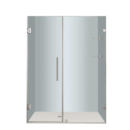 Nautis GS 52 In. x 72 In. Completely Frameless Hinged Shower Door with Glass Shelves in Chrome