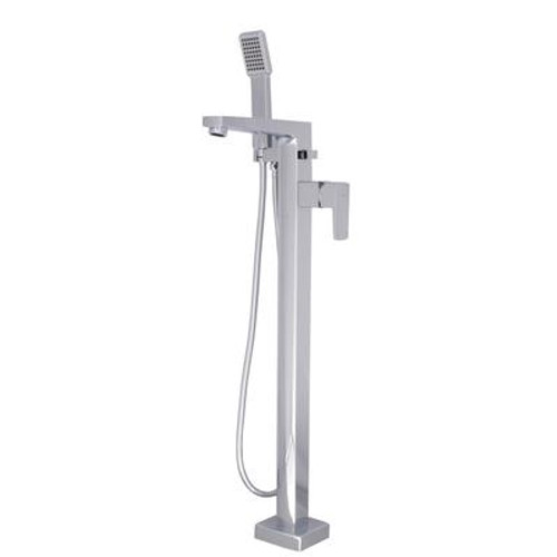 Waven Spout From Floor with Hand Shower - Chrome