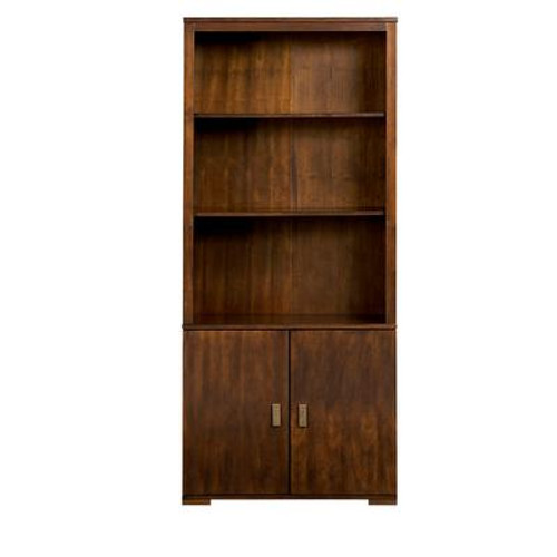 5-Shelf Bookcase With Doors In Dark Mahogany