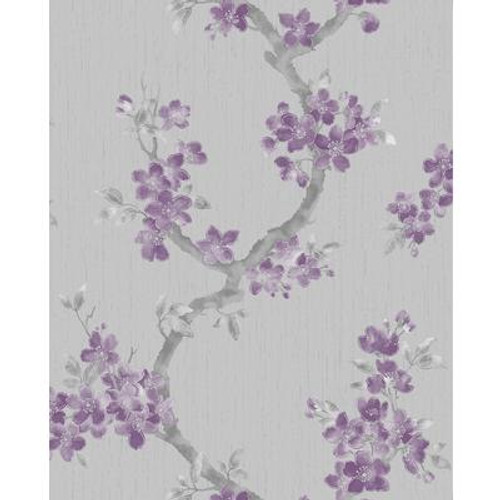 Mercutio Plum and Grey Wallpaper