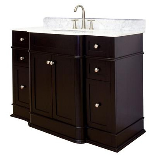 50 In. W x 22 In. D Traditional Birch Wood-Veneer Vanity Set in Dark Mahogany