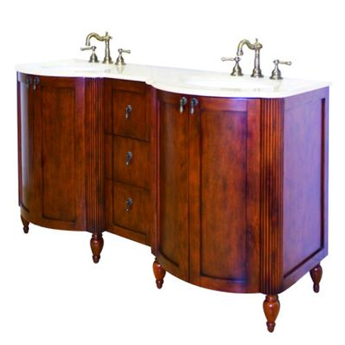 59 In. W x 21 In. D Traditional Birch Wood-Veneer base de meuble-lavabo Only in Antique Cherry