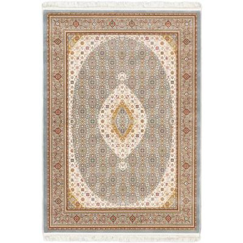 Hand loomed King David Gray Silk Rug - 3 Ft. 11 In. x 5 Ft. 7 In.