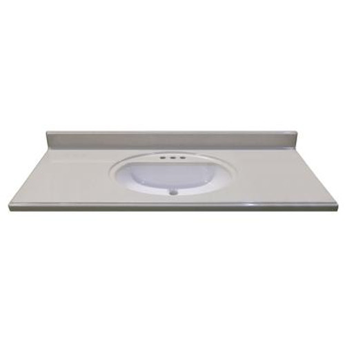 49 In. W x 22 In. D Luna Snowdrift Vanity Top with Recessed Bowl