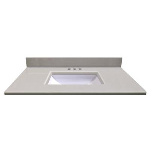 37 In. W x 22 In. D Montreal Snowdrift Vanity Top with Undermount Wave Bowl
