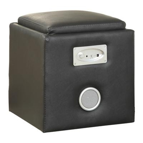 Savvy-Storage Ottoman With Speaker -Black