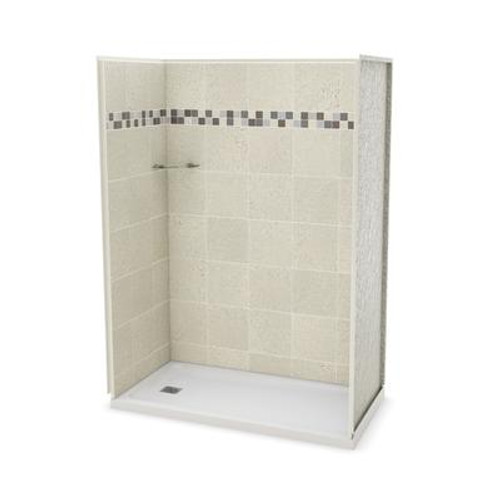 Utile 60 In. Stone Sahara Left Hand Alcove Shower Kit