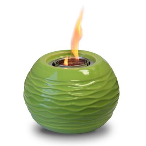 Ceramic sphere gel burner with ceramic lid; alu gel holder and ceramic snuffer -Green