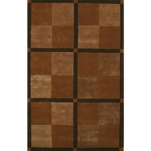 Brown Designer Square Area Rug 5 Feet X 8 Feet