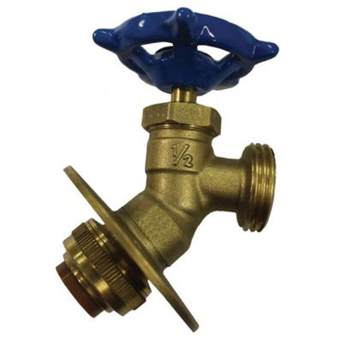 Brass Hose Bibb with Flange 1/2 Inch x 3/4 Inch Male Hose Thread