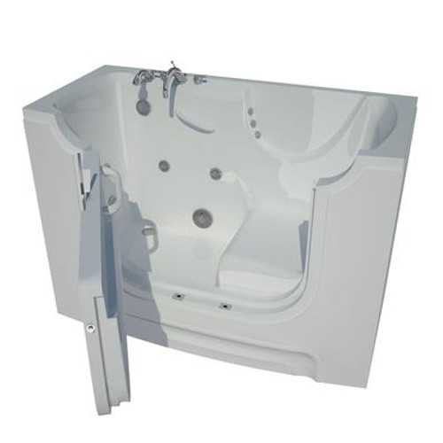 30 x 60 Left Drain White Whirlpool Jetted Wheelchair Accessible Walk-In Bathtub