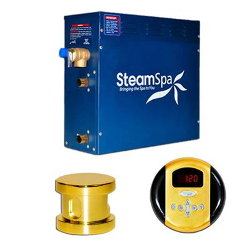 SteamSpa Oasis 6kw Steam Generator Package in Polished Brass