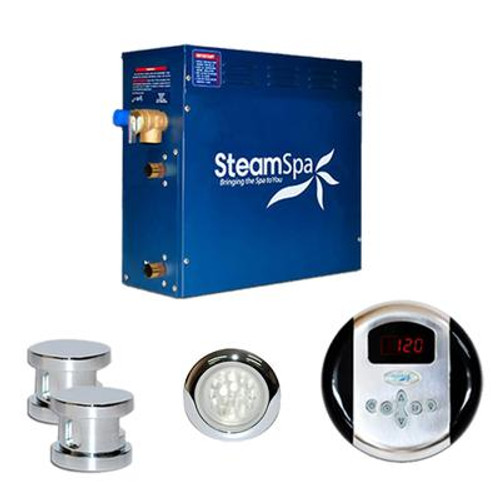 SteamSpa Indulgence 12kw Steam Generator Package in Chrome