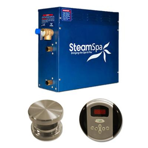 SteamSpa Oasis 7.5kw Steam Generator Package in Brushed Nickel