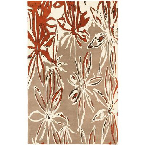 Handmade Abstract Art Cream Dark Orange&nbsp; Rug - 5 Ft. x 8 Ft. 0 In.