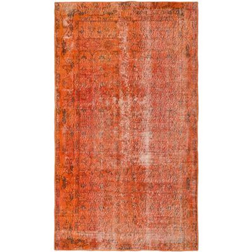 Hand-knotted Anatolian Overdyed Dark Copper Rug - 3 Ft. 10 In. x 6 Ft. 8 In.
