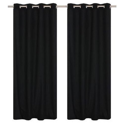 Karma faux cotton grommet curtain pair 54x95'' in Black