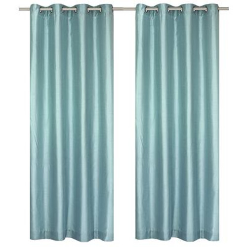 Silkana faux silk grommet curtain pair 56x88'' in Aquarium Blue