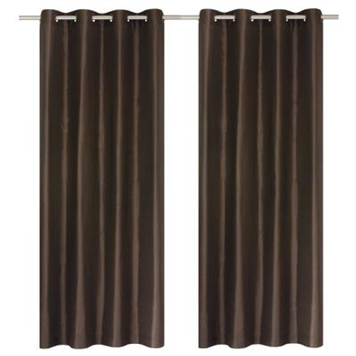 Silkana faux silk grommet curtain pair 56x88'' in Brown