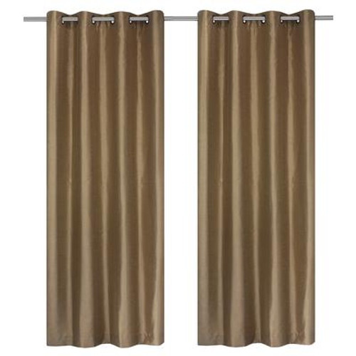 Silkana faux silk grommet curtain pair 56x88'' in Camel