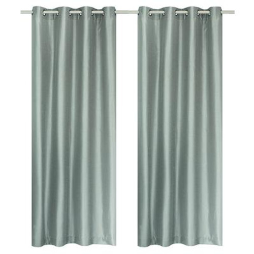 Silkana faux silk grommet curtain pair 56x88'' in Silver