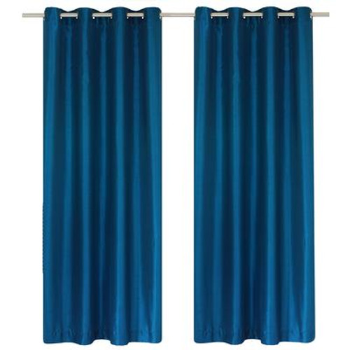 Silkana faux silk grommet curtain pair 56x88'' in Cobalt Blue