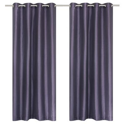 Silkana faux silk grommet curtain pair 56x88'' in Purple