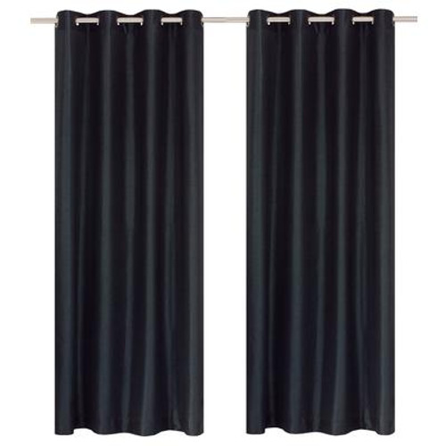Silkana faux silk grommet curtain pair 56x88'' in Blue Black