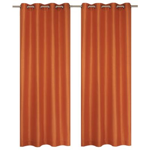 Silkana faux silk grommet curtain pair 56x88'' in Tangerine Orange