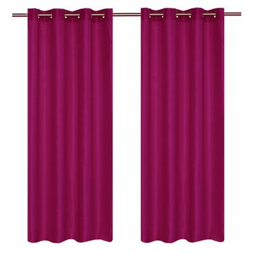 Silkana faux silk grommet curtain pair 56x88'' in Magenta