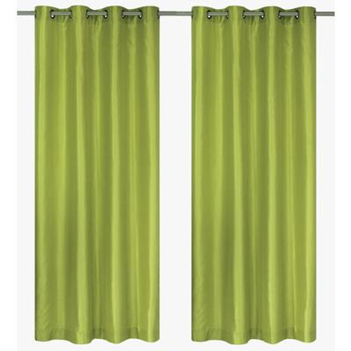 Silkana faux silk grommet curtain pair 56x88'' in Chartreuse Green