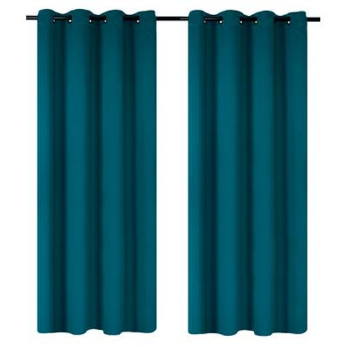 Luxura room darkening; insulated grommet curtain pair 56x95'' in Peacock Blue