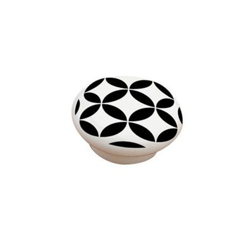 Contemporary Metal Knob - White; Black - 52 Mm Dia.