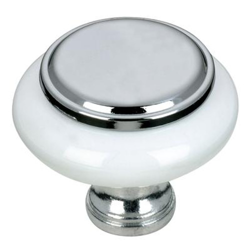 Classic Metal; Ceramic Knob - Chrome; White - 31;75 Mm Dia.