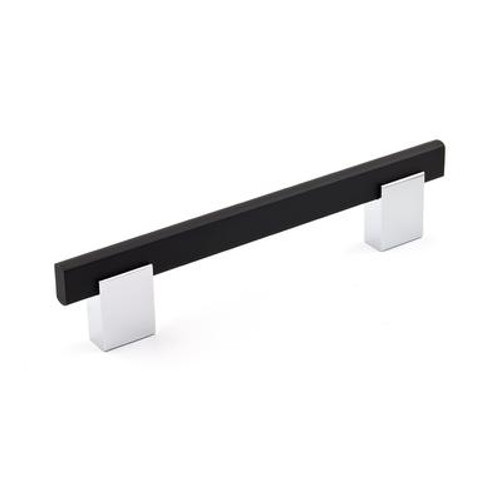 Contemporary Metal Pull - Chrome; Matte Black - 128 Mm C. To C.