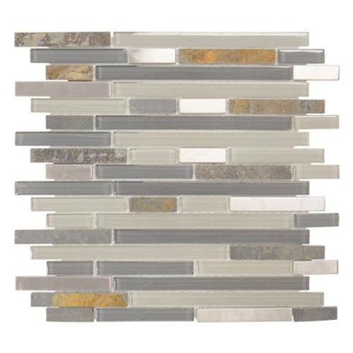 11.875 Inch x 12.625 Inch x 6mm Hidden Hills Glass/Stone Mosaic Tile