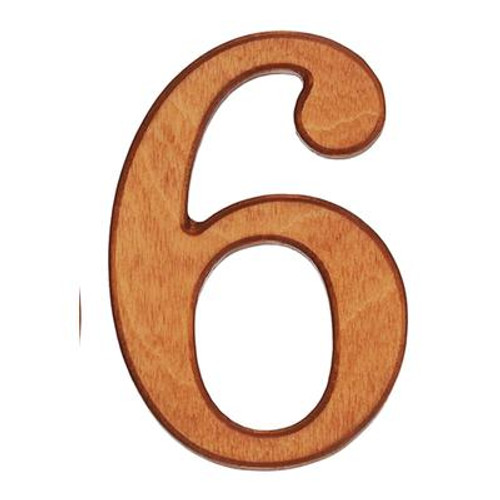 Wood Numbers; Honey Gold 4 Inches #6