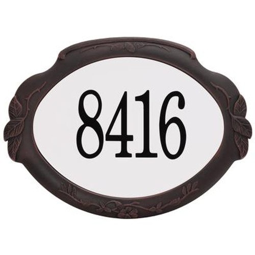 Floral Aluminum Address Plaque; Antique Copper