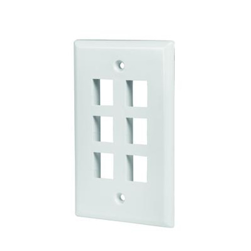 6-PORT WALL PLATE; WHITE