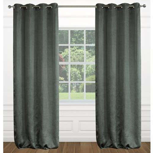 Raindrops grommet curtain pair 54x95'' in Grey taupe