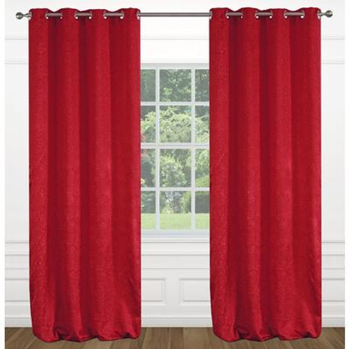 Raindrops grommet curtain pair 54x95'' in Holiday red