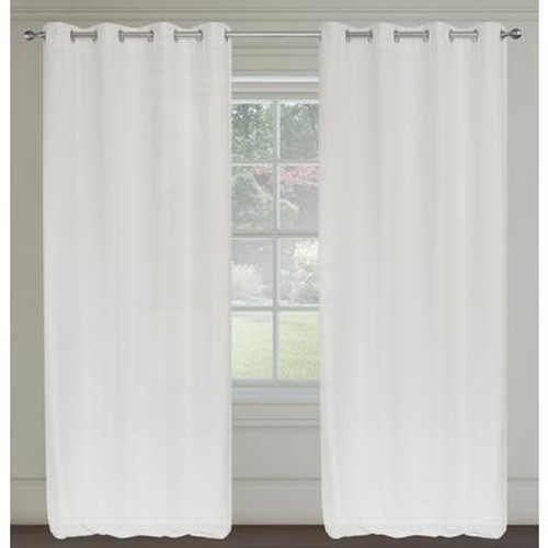 Maestro 'linen like' grommet curtain pair 54x95'' in Decorator's White