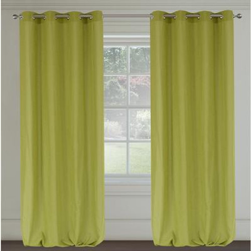 Maestro 'linen like' grommet curtain pair 54x95'' in Chartreuse