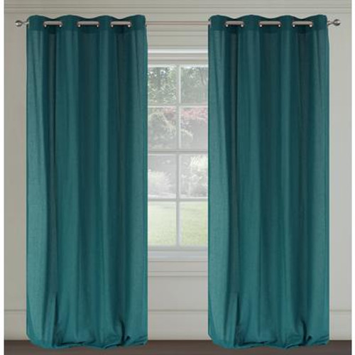 Maestro 'linen like' grommet curtain pair 54x95'' in Mediterranean Blue