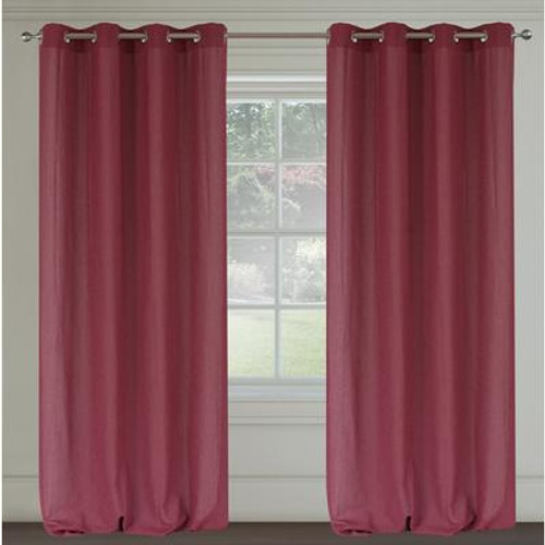 Maestro 'linen like' grommet curtain pair 54x95'' in Cool Fuchsia