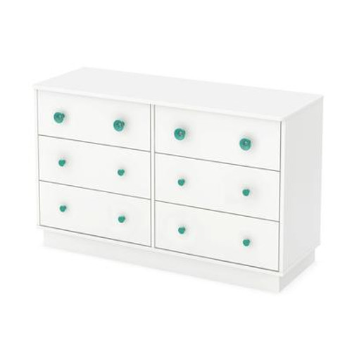 Little Monsters 6-Drawer Double Dresser; Pure White