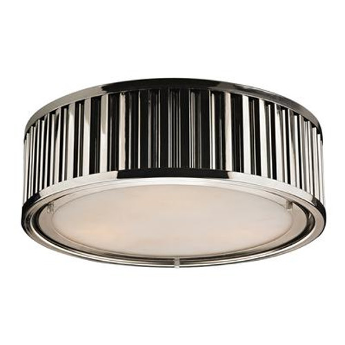 Linden Collection 3 Light Flush Mount In Polished Nickel - LED